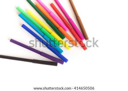 Colored pen on white background