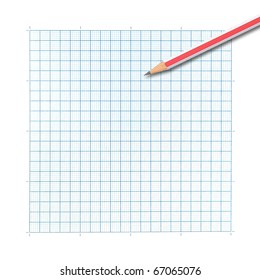 Colored Pencil On Graph Paper Background