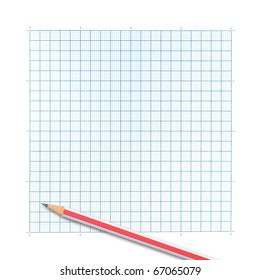 Colored Pencil On Graph Paper Background