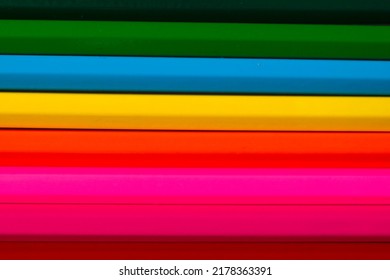 Colored Pencils Background. Abstract Background From Multi-colored Pencil. Flat Lay