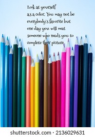 Colored Pencils Background Inspirational Quote Stock Photo 2136029631 ...