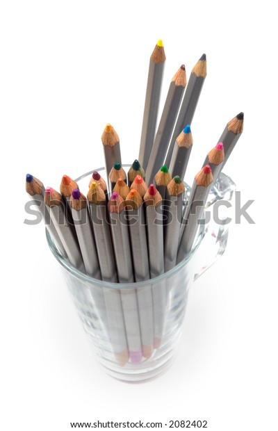 Colored Pencils Glass Cup Stock Photo (Edit Now) 2082402