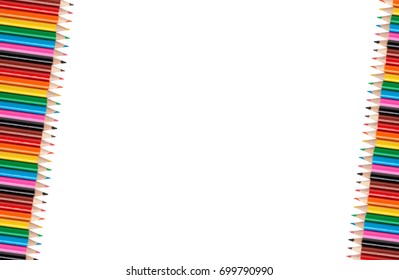 colored pencils isolated on a white background with space for text