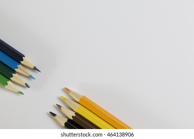 Colored pencils. Located sharpened part of each other. On a white background. - Shutterstock ID 464138906