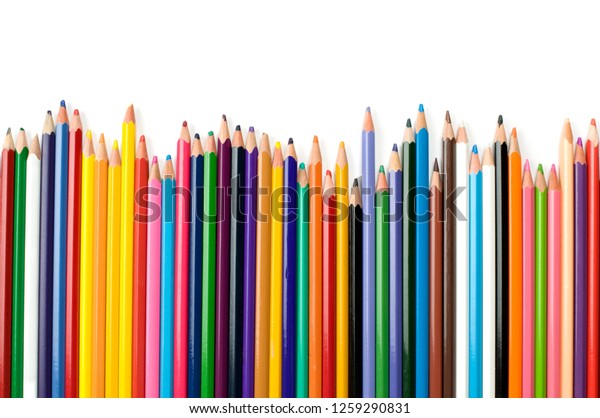 Colored Pencils Row Isolated On White Stock Photo 1259290831 | Shutterstock
