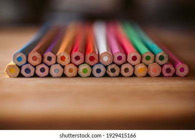 Colored pencils with selective focus. 