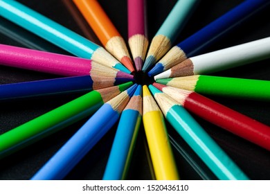  Colored Pencils At Work School Office  
 College Kids Colorful Education Play Room For Text Art Project Supplies Draw Learn On Black Background Teacher School Design Pattern Fun Artist Classroom 