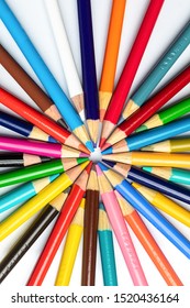 Colored Pencils At Work School Office  
 College Kids Colorful Education Play Room For Text Art Project Supplies Draw Learn On White Background Teacher School Design Pattern Fun Artist Classroom 