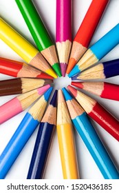 Colored Pencils At Work School Office  
 College Kids Colorful Education Play Room For Text Art Project Supplies Draw Learn On White Background Teacher School Design Pattern Fun Artist Classroom 