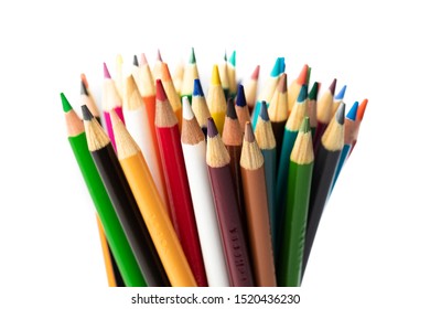 Colored Pencils At Work School Office 
 College Kids Colorful Education Play Room For Text Art Project Supplies Draw Learn On White Background Teacher School Supplies Back To School Ideas Education