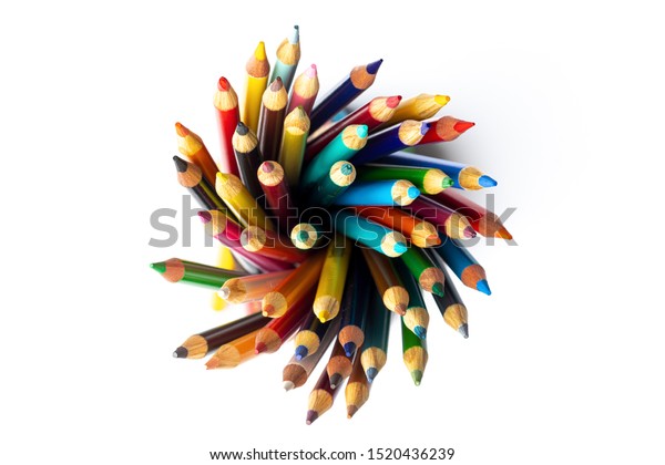 Colored Pencils Work School Office Colored Miscellaneous Stock Image 1520436239