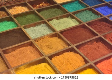 Colored pigments in a small store in Venice, Italy
