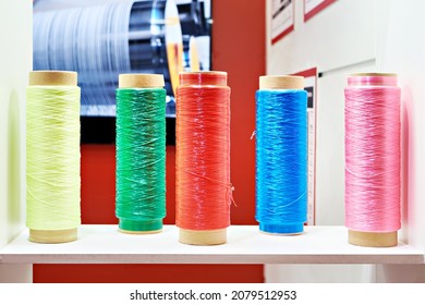 Colored Polypropylene Rope On Reels On Exhibition