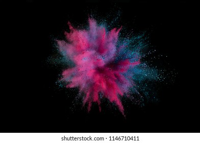 Colored powder explosion. Abstract closeup dust on backdrop. Colorful explode. Paint holi - Shutterstock ID 1146710411