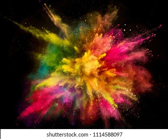 Colored powder explosion on black background. Freeze motion. - Powered by Shutterstock