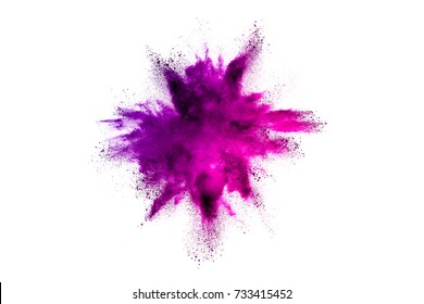 Colored Powder Explosion On White Background.