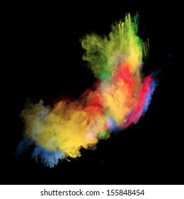 Colored powder isolated on black background - Shutterstock ID 155848454