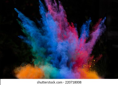 Colored Powder Isolated On Black Background