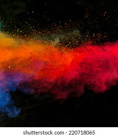 Colored Powder Isolated On Black Background