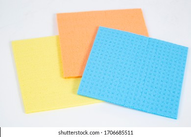 Colored rags for cleaning the house. Disposable dust rags.