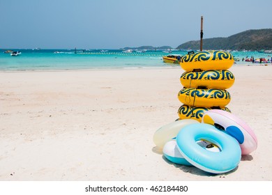 Colored Ring On The Beach At Coral Island Or Koh Larn ,Thailand