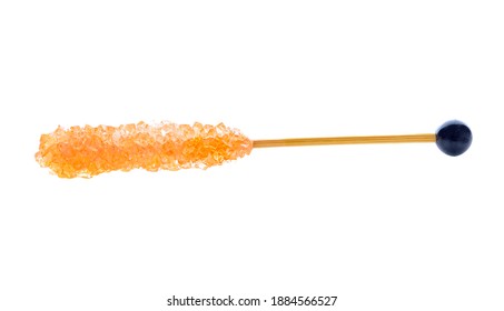 Colored Rock Candy Lollipops On The Stick Isolated On White Background