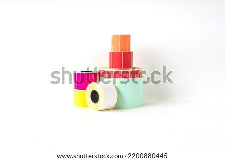 Colored rolls of labels for marking, packaging, barcoding, thermal or thermal transfer printing