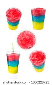 colored slushie at different angles isolated on white background
