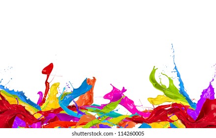 Colored splashes in abstract shape, isolated on white background