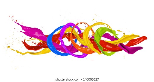 Colored splashes in abstract shape, isolated on white background - Shutterstock ID 140005627