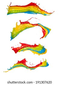 Colored splashes in abstract shape, isolated on white background