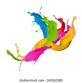 Colorful Paint Splash Isolated On White Stock Photo 160244315 ...