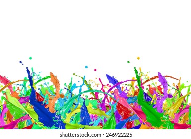 Colored splashes in abstract shape on white background