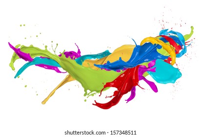Colored splashes isolated on white background - Shutterstock ID 157348511
