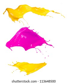  Colored splashes on white background