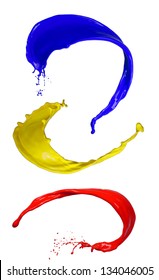 Colored splashes on white background