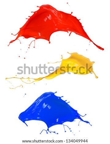 Colored splashes on white background