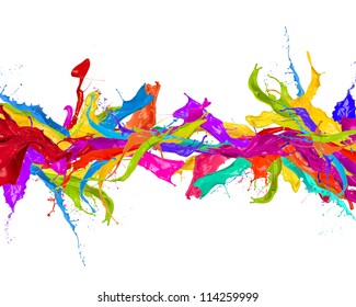 Colored splashes in stripe shape, isolated on white background - Powered by Shutterstock