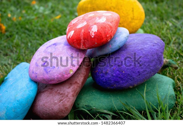 Colored Stones Wall Decorative Stones Stock Photo Edit Now