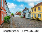 Colored traditional houses in old town of Odense, Denmark.