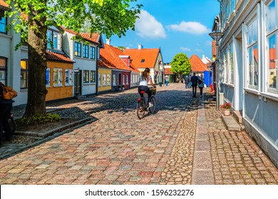 Colored traditional houses in old town of Odense, Denmark.