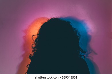 Colorful Abstract Silhouette Portrait Of Mystery Woman