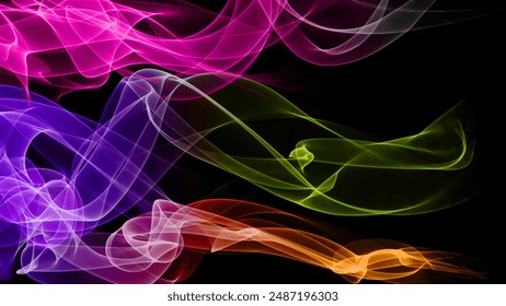 Colorful abstract smoke on a black background, showcasing dynamic shapes and vibrant hues - Powered by Shutterstock