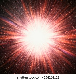 Colorful abstract starburst. Radial background with intense glowing sparkles and stars "The elements of this image furnished by NASA"