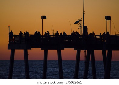 Colorful Afterglow At The Venice Fishing Pier. Venice, Florida