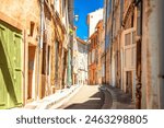 Colorful alley in Aix en Provance view, scenic south of France