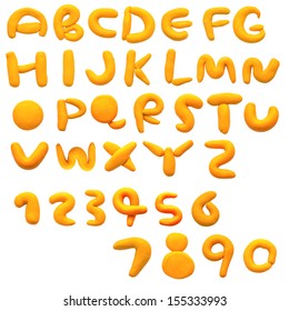 Colorful alphabet made from plasticine (isolated on white). Use it to make your own message