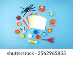 Colorful animal crafts with bottle caps, spider, crab, turtle, octopus, owl, snail, cow, ladybug, DIY activity, educational tools, kids craft projects, creative learning, preschool crafts, top view