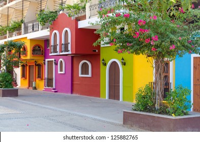 Colorful Apartment Building In Puerto Vallarta, Mexico.