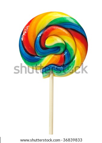 Colorful appetizing lollipop isolated on white background with clipping path
